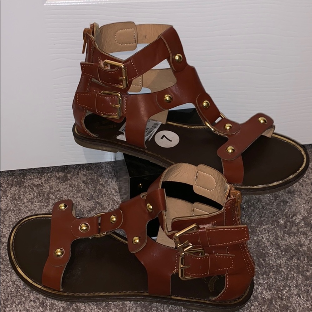 Brown Ankle High Sandals